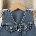 thumbnail image 6 of Kiijoy Toddler Girls Outfits Denim V Neck Button Down Vest Pull-On Pleated Skirt 2Pcs Set, 6 of 8