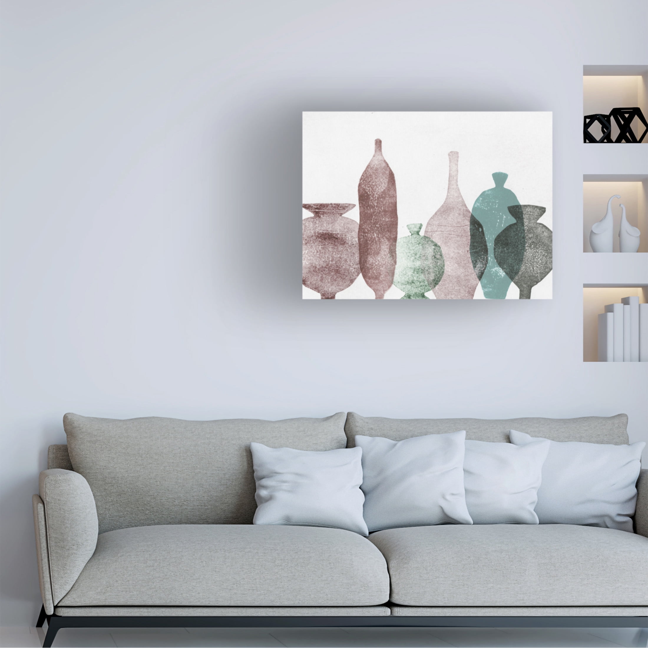 Canvas Wall Art - Pernille Folcarelli 'Vases 1 Teal' Wall Art for Living Room, Bedroom, or Office Décor by Trademark Fine Art - 32 x 24 Inches