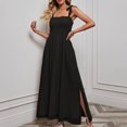 thumbnail image 2 of B91xZ Robe d'Invité de Mariage Décontractée Col en V Sans Manches Maxi Robe Ceinturée Longue Fluide Robes d'Invité de Mariage, Noir m, 2 of 5