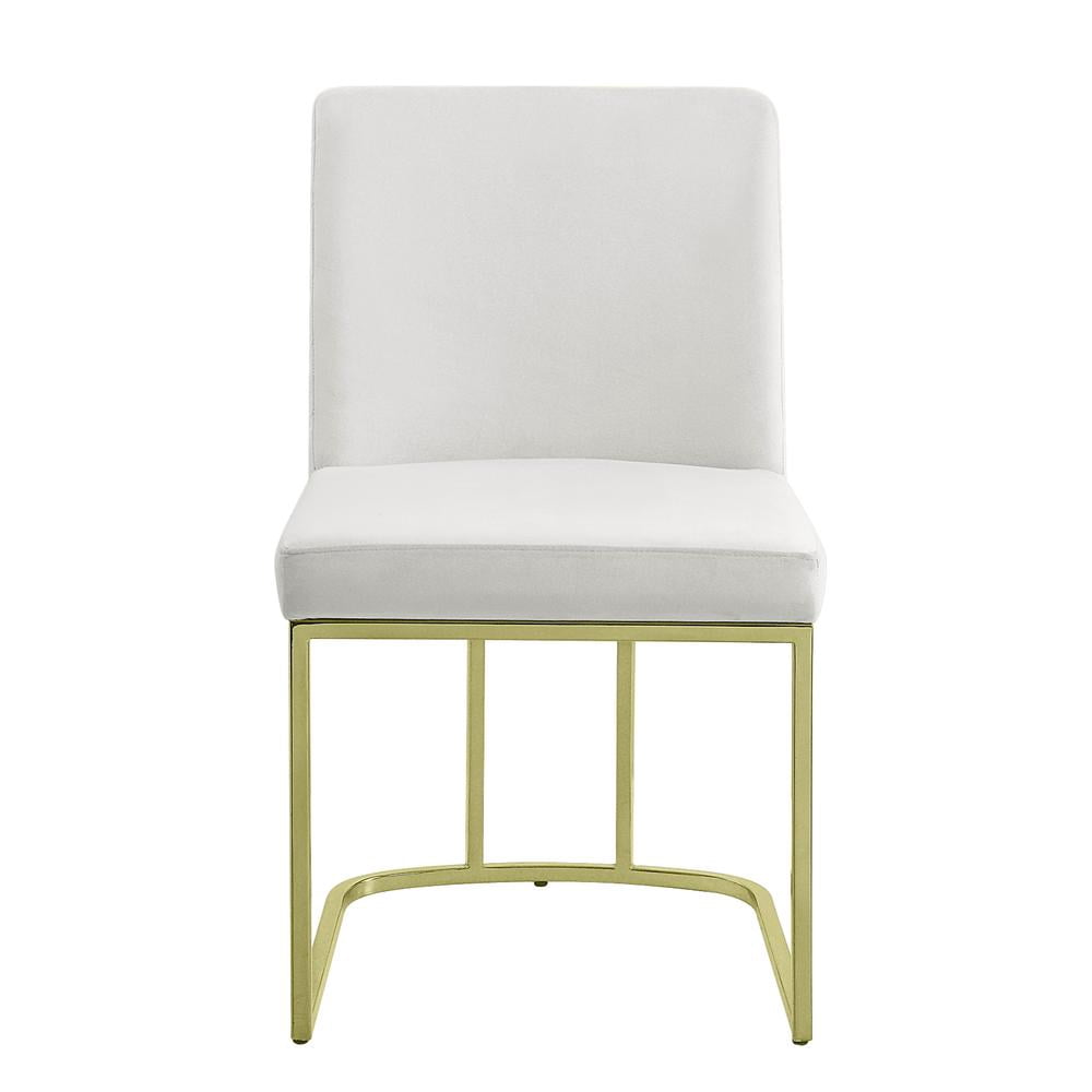 ACME Zazie 19" Velvet Upholstered and Metal Side Chair in White/Gold (Set of 2)