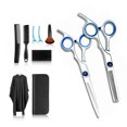 thumbnail image 3 of Kit de 10 tijeras para cortar el pelo, de acero inoxidable, profesionales, color azul, 3 of 14