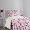 thumbnail image 3 of Ambesonne Japanese Quilted Bedspread Set 2 Pcs, Cherry Branches Bloom, Twin Size, Lilac White Green, 3 of 5