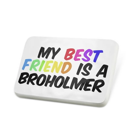 Porcelein Pin My best Friend a Broholmer Dog from Denmark Lapel Badge –