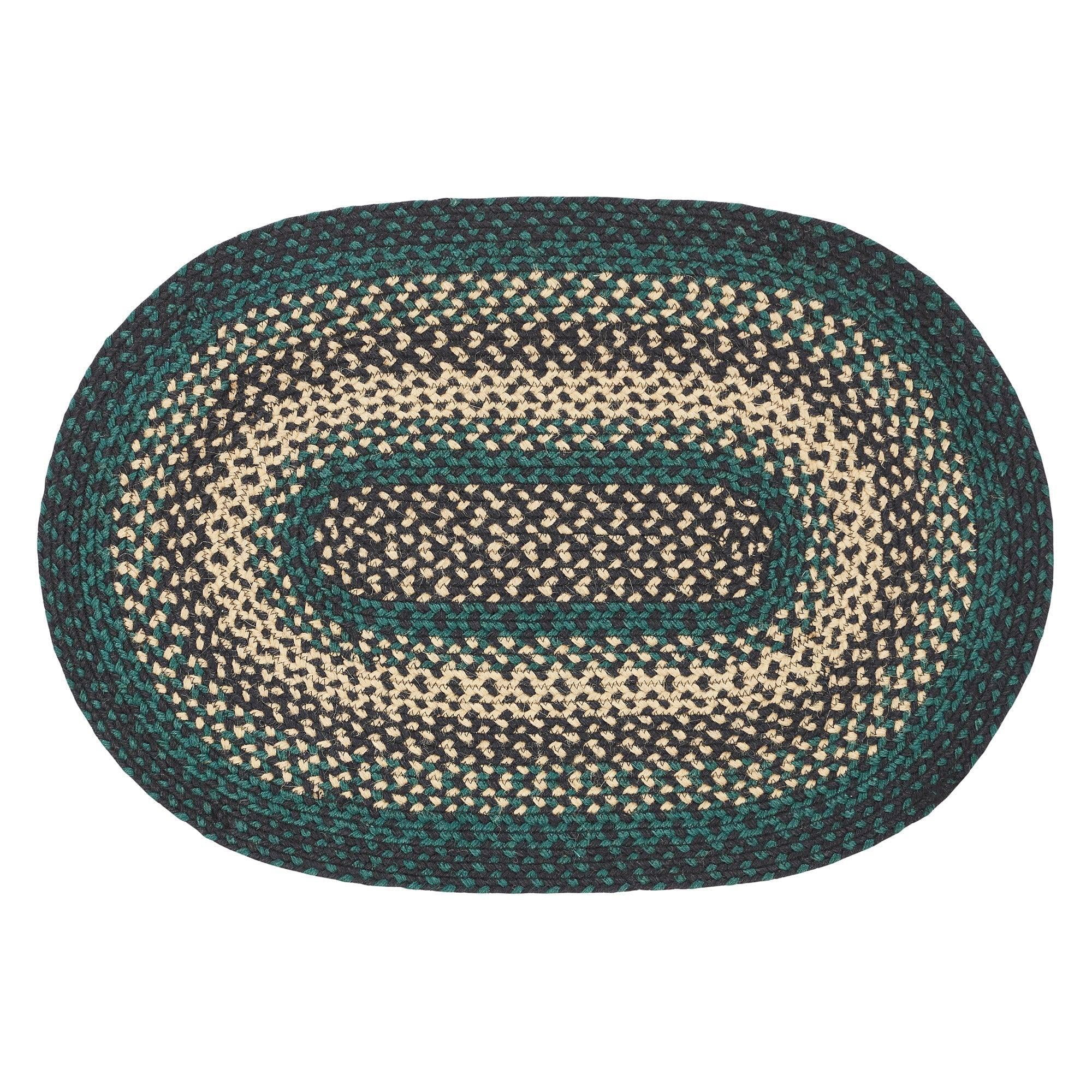 VHC Brands Pine Grove, Braided Jute Rug, Non-Skid Pad, Accent Rug, Oval, Green, 24x36