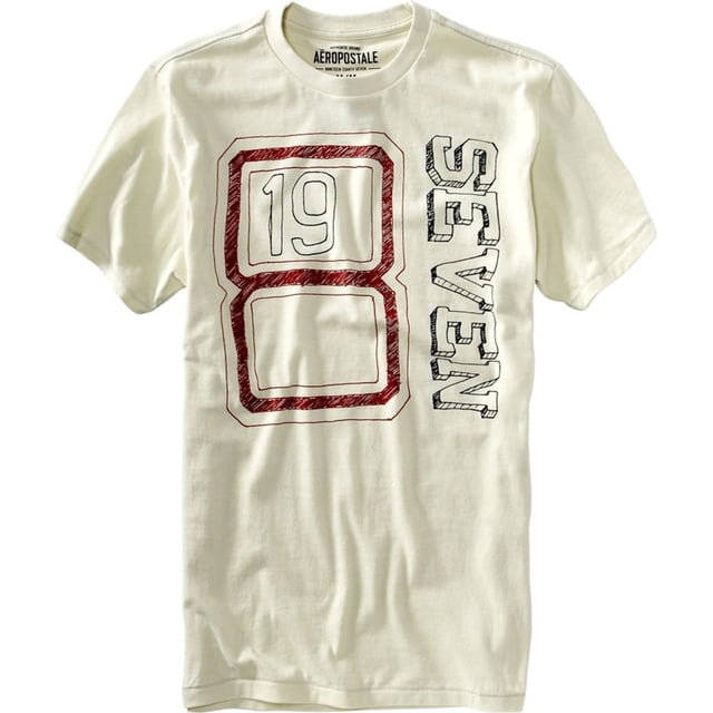 Aeropostale Camiseta gráfica con diseño numerado para hombre, blanca, extra pequeña
