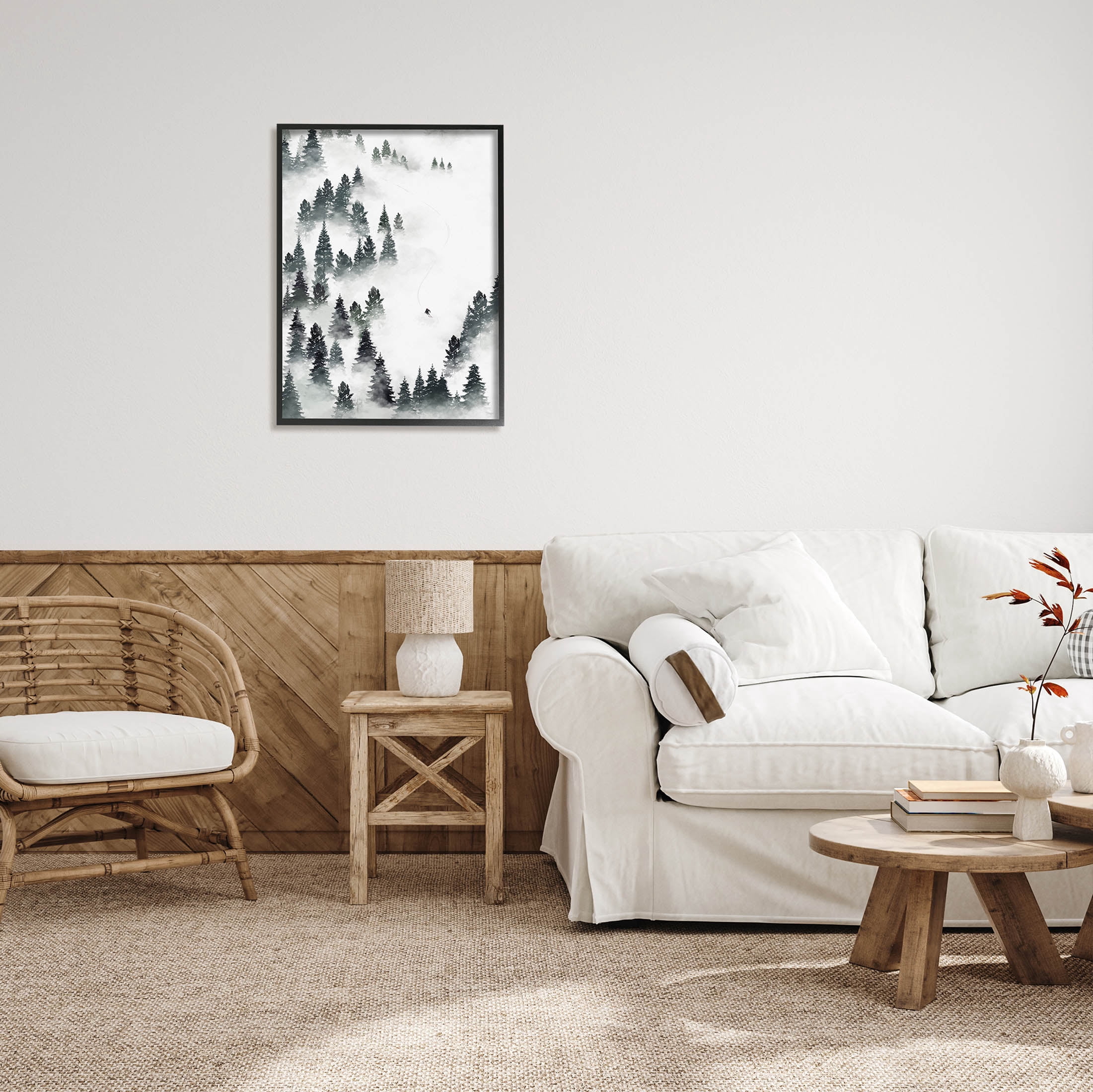 Stupell Industries Winter Ski Slopes Mountain Graphic Art Black Framed Art Print Wall Art, Design by Ziwei Li
