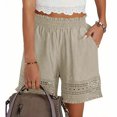 thumbnail image 2 of JIAYUE Women's Shorts Casual Loose Fit Everyday Wear Comfortable Relaxed Solid Color Lace Hem Elastic Waist For Spring Summer Autumn Trendy Female Bottoms, 2 of 6