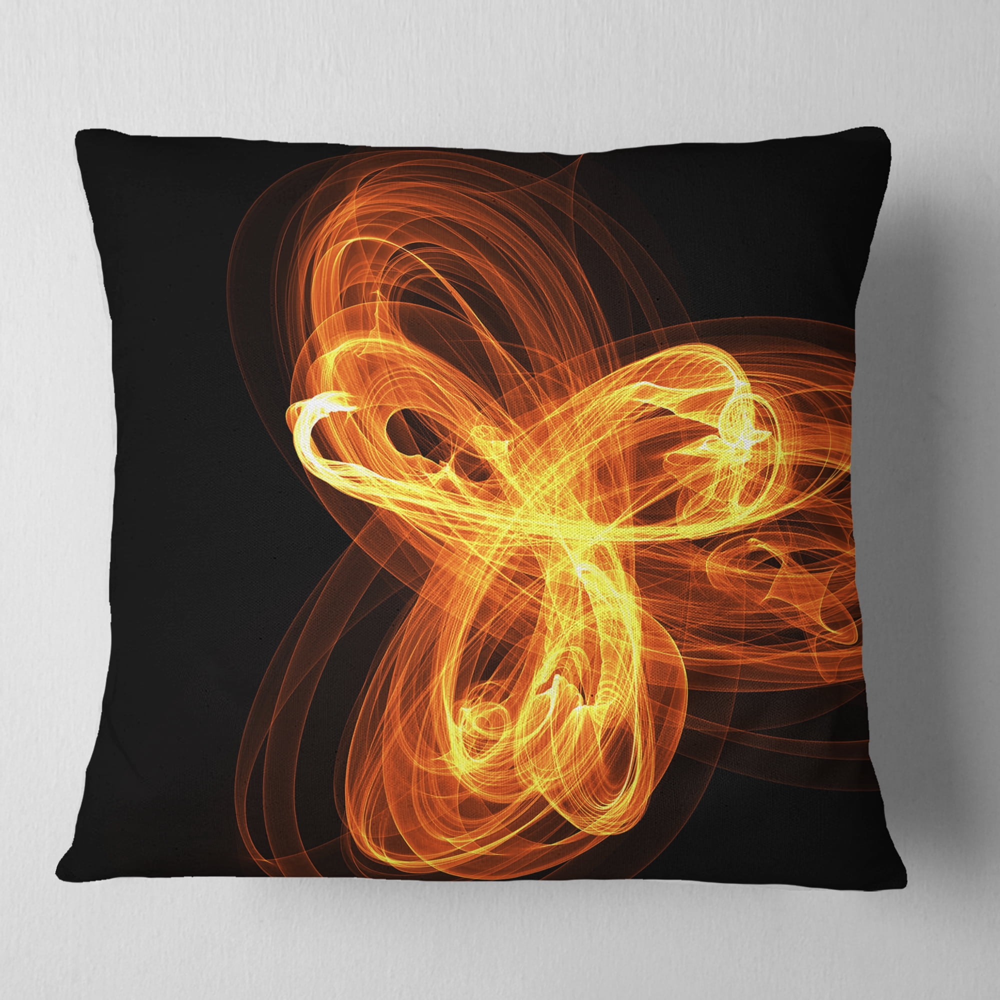 Designart Fractal Fire Pattern Painted in Air - Abstract Throw Pillow - 16x16