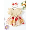 thumbnail image 2 of Nituyy Ensemble 2 Pcs pour Bébé Fille Robe à Manches Courtes Côtelée à Fleurs avec Bandeau Mignon Vêtements d'Été, 2 of 6