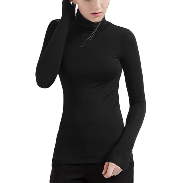 Sunloudy Women Base Pullover,Long Sleeve Modal Turtleneck Tops,Soft Stretchy Slim Base Layer Shirts