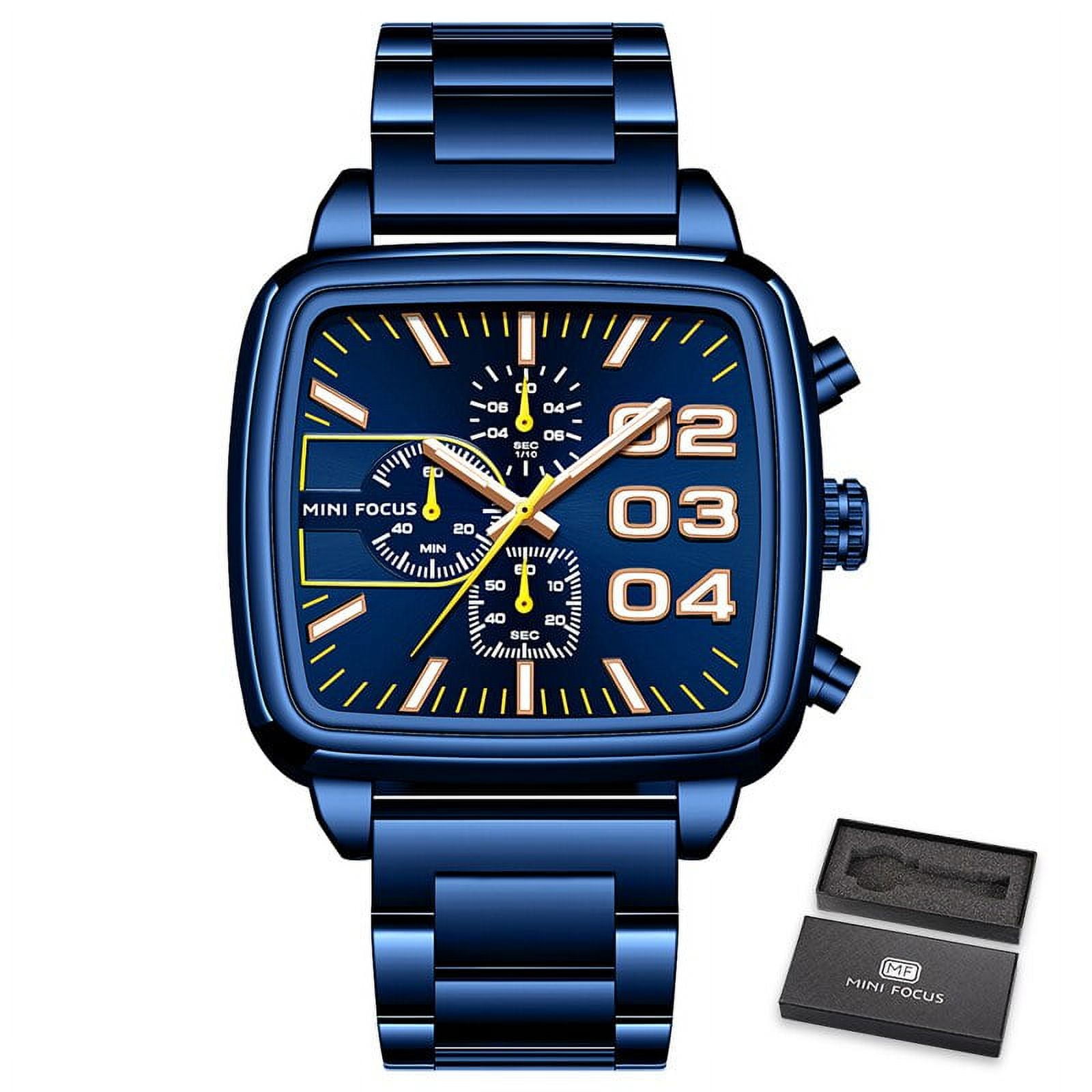 MINI FOCUS Fashion Mens Watches Luxury Brand Stainless Steel Chronograph Multifunctional Quartz Waterproof Luminous WristWatches