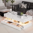 thumbnail image 3 of Feishominoo Coffee Table with Storage for Living Room, Modern High Glossy LED Center Table with Charging Station, White, 3 of 10