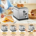 thumbnail image 5 of Toaster 2 Slice, LCD Display, 7 Shade Settings, 1.4'' Wide Slots, Stainless Steel Digital Toaster for Bagel, Defrost, Reheat, Removable Crumb Tray, 900W,, 5 of 7