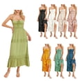 thumbnail image 3 of Douhoow Women Flowy Cami Dress Sleeveless Beach Dress Ruffle Spaghetti Strap Backless Long Dresses, 3 of 8