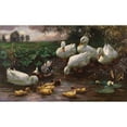 thumbnail image 3 of Alexander Koester 18x12 Black Modern Framed Museum Art Print Titled - Erpel with Ducks and Chicks on the Lake Bank (Approx. 1905-1910), 3 of 5