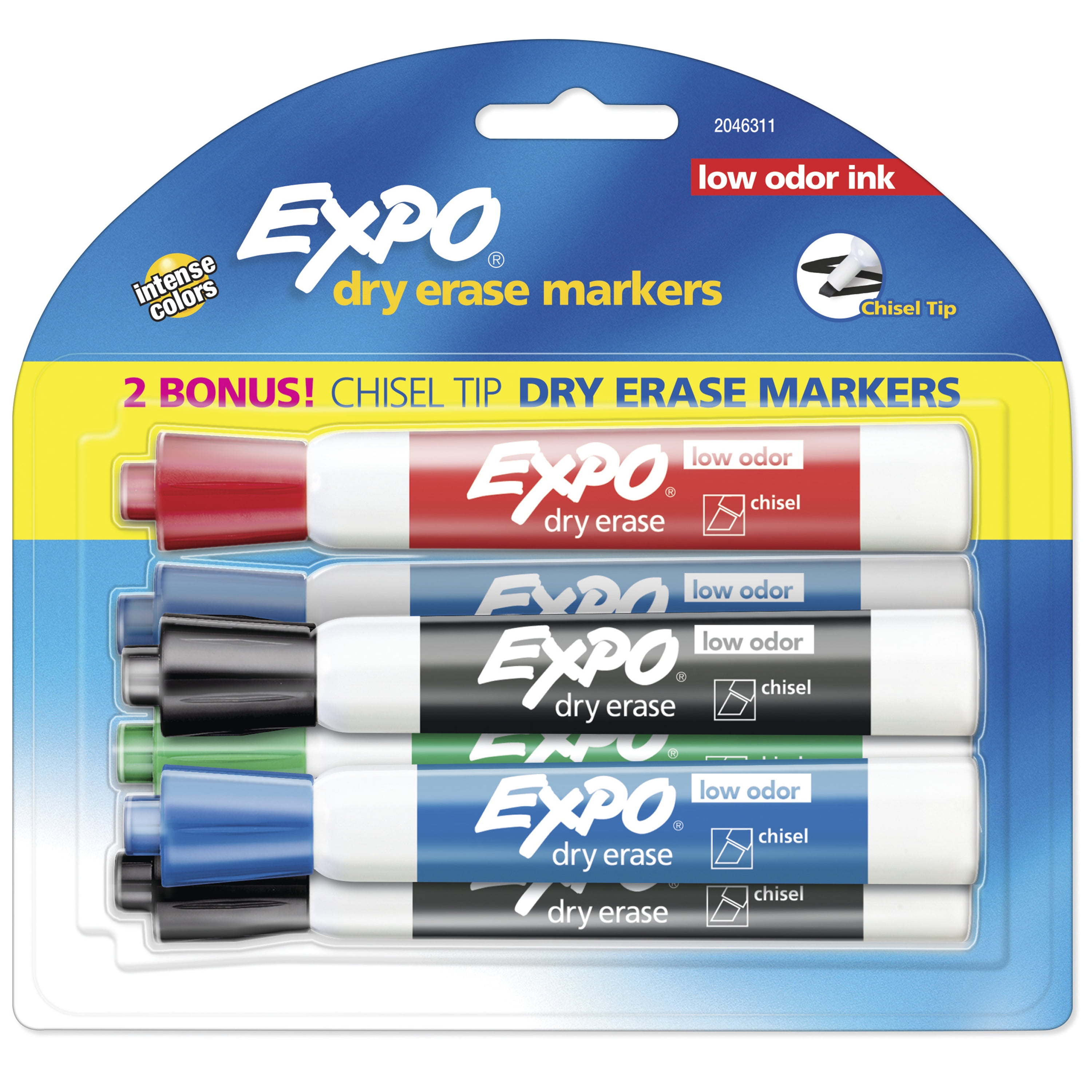 Expo Low Odor Dry Erase Markers, Chisel Tip, Assorted Colors, Includes