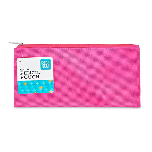 Pen + Gear Cloth Zipper Pencil Pouch, Pencil Case, Pink, 8.75" x 4.25