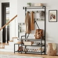 thumbnail image 2 of Alician Hall Tree with Bench and Shoe Storage Parent-Child Coat Rack Shoe Bench Industrial Coat Tree Entryway Organizer, 2 of 9