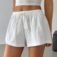 thumbnail image 2 of LWavelet Women's Lightweight Elastic Waist Shorts Soft Casual Summer Shorts for Lounge Vacation Daily Wear White S, 2 of 6
