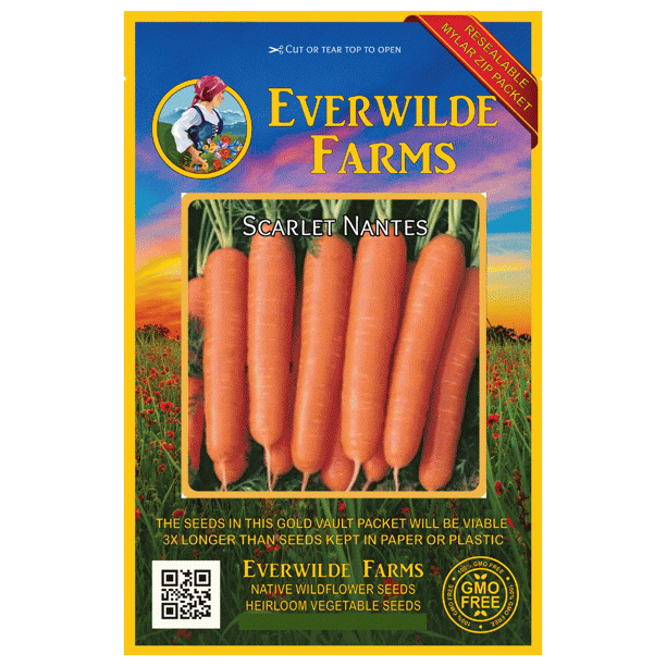 Everwilde Farms 2000 Scarlet Nantes Carrot Seeds Gold Vault Jumbo