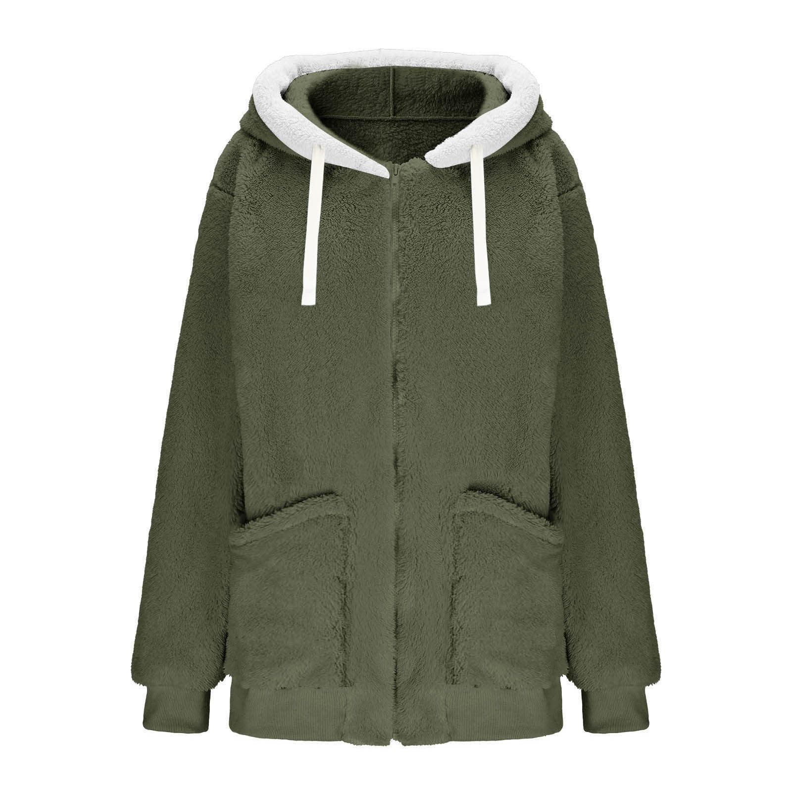 Sherpa Fleece Hoodies for Women Fuzzy Oversized Zip up Hoodie with Pockets Casual Warm Pullover Hooded Sweatshirts