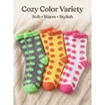 thumbnail image 2 of Colorfut Women's 3-Pairs Cozy Microfiber Anti-Skid Soft Colorful Patterned Fuzzy Crew Socks&nbsp;Slipper (with non-slip silicone grippers) FZ14-B, 2 of 4