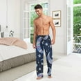 thumbnail image 3 of Men's Pajama Pants with Pockets Sleepwear Lounge Pants Stretch Casual Night Stars Crescent Moon, 3 of 7