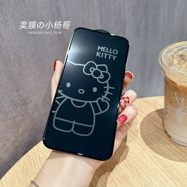 Sanrios Hello Kitty Kuromi Pochacco Invisible Shadow Glass Screen Protector Case for Iphone 13 14 Pro Max Cute Full Screen Cover