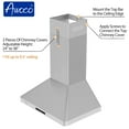 thumbnail image 7 of Awoco 30"W x 20"D x 12"H Wall Mount Stainless Steel Range Hood, 3 Speeds, 6” Round Top Vent, 800CFM, 2 LED Lights, Remote Control Included, 7 of 7