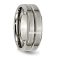 thumbnail image 3 of Titanium Grooved Beveled Edge 8mm Brushed and Polished Band, 3 of 7