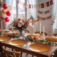 thumbnail image 5 of Orange Ombre Stripes Round 15 Inch Placemats Set of 8, Farmhouse Retro Abstract Waves Art HeatResistant Non Slip Place Mats for Dining Table, Wipeable Braided Kitchen Table Mats for Housewarming, 5 of 9