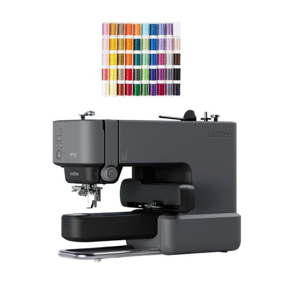 Brother Skitch Single-Needle Machine and Designio 50-Piece Thread Set Bundle