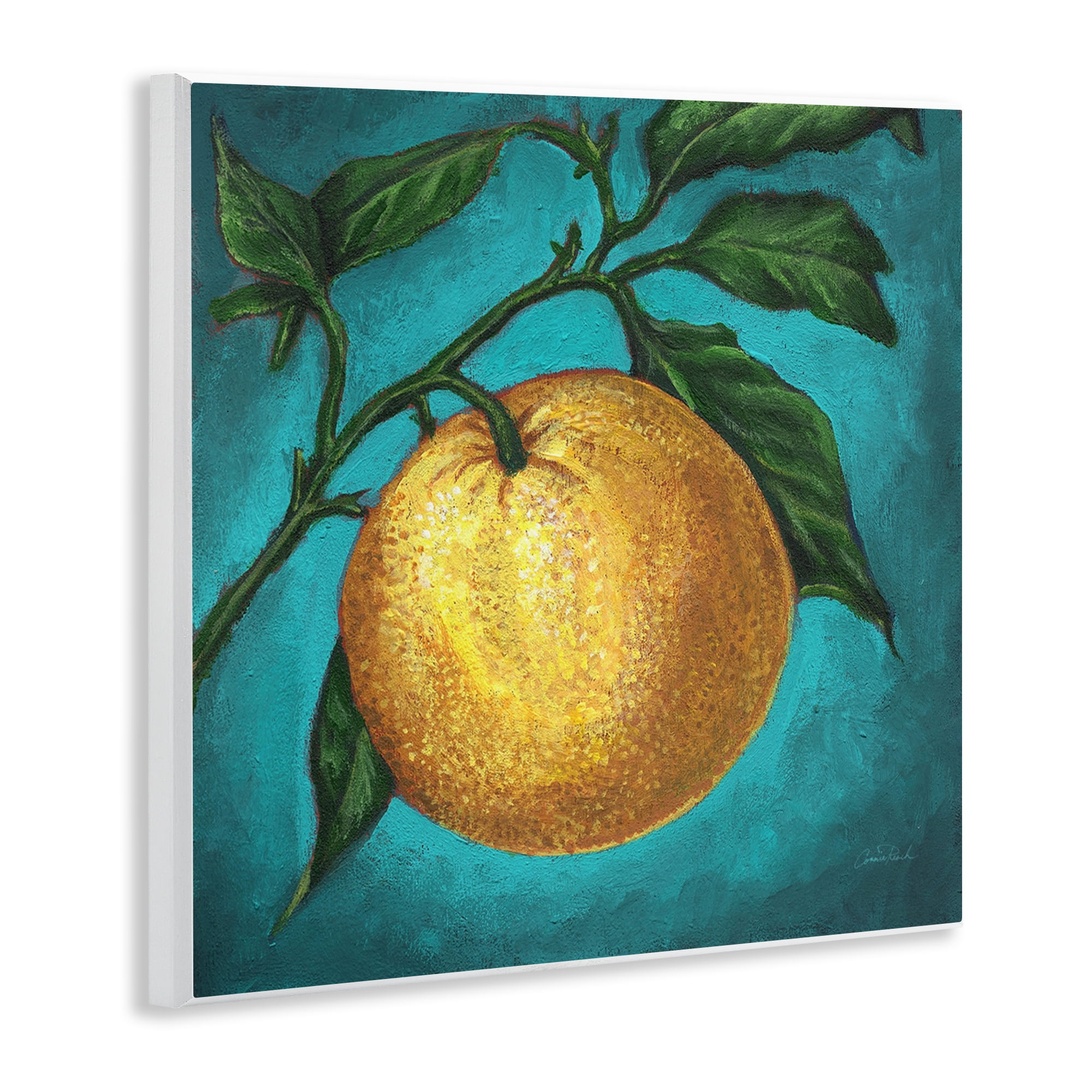 Stupell Industries Citrus Fruit on Branch Food & Beverage Painting Unframed Art Print Wall Art, 12 x 12