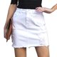 thumbnail image 1 of Minifalda de mujer de cintura alta, falda corta con botones desgastados y bolsillos para viajes de fiesta diarios, color blanco, 2XL, 1 of 6