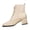 Beige, variant on Womens Booties Chunky Mid Heel Ankle Boots Lace up Square Toe Vintage Comfortable Winter Shoes White 7(39)