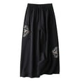 thumbnail image 7 of Women Summer Cotton Linen Palazzo Pants Plus Size Casual Ethnic Embroidery Crop Pants Capri Work Straight Leg Trouser, 7 of 7
