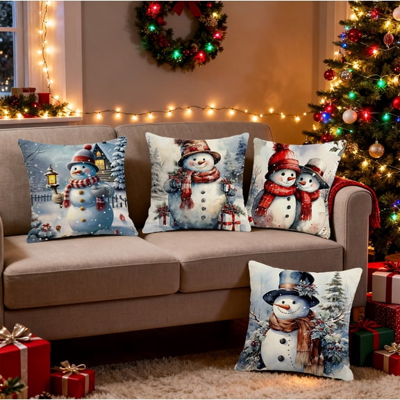 Xuniizn Christmas Pillow Covers 18x18 inch Xmas Decorations Soft Plush Faux Fur Wool Christmas Throw Pillow Cases Winter Holiday Decor for Sofa Living Room