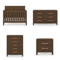 Child Craft Kieran Crib, Dresser, Chest & Nightstand Nursery Set, 4-in-1 Convertible Crib, 4-Piece, Chestnut