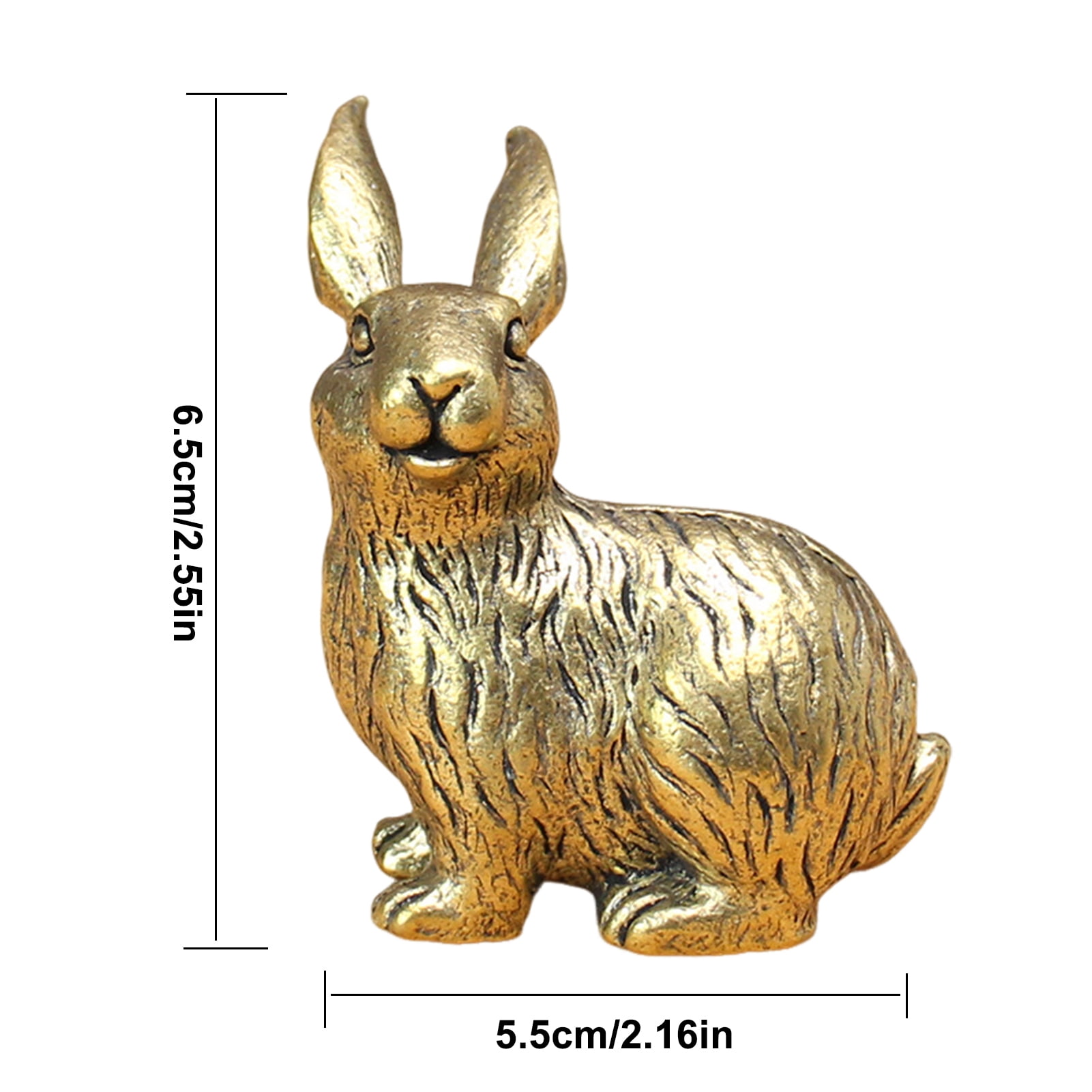 Brass Bunny Figurines Vintage Golden Rabbit Statue Miniature Easter Home Table Ornament for Living Room Farmhouse Spring Decor