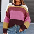 thumbnail image 6 of Women's Oversized Striped Cropped Sweater Casual Knit Pullover Top, 6 of 8