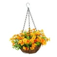 thumbnail image 1 of Maceta colgante con forma de cesta de margaritas artificiales naranja, 1 of 9