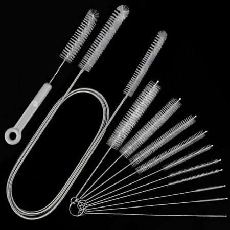 Pipe Cleaner Brush - Flexible Stainless Steel Plus Handle Brushes 12-Piece Set Long Straw Cleaning Brushes and Soft Sewer Brushes Cleaning Equipment cpap Hose Brush$$Office
