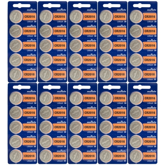 CR2016 Battery By muRata Sony - 3V Lithium Coin Cell 50 Pack