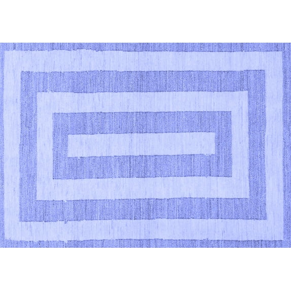 Ahgly Company Machine Washable Indoor Rectangle Solid Blue Modern Area Rugs, 5' x 7'