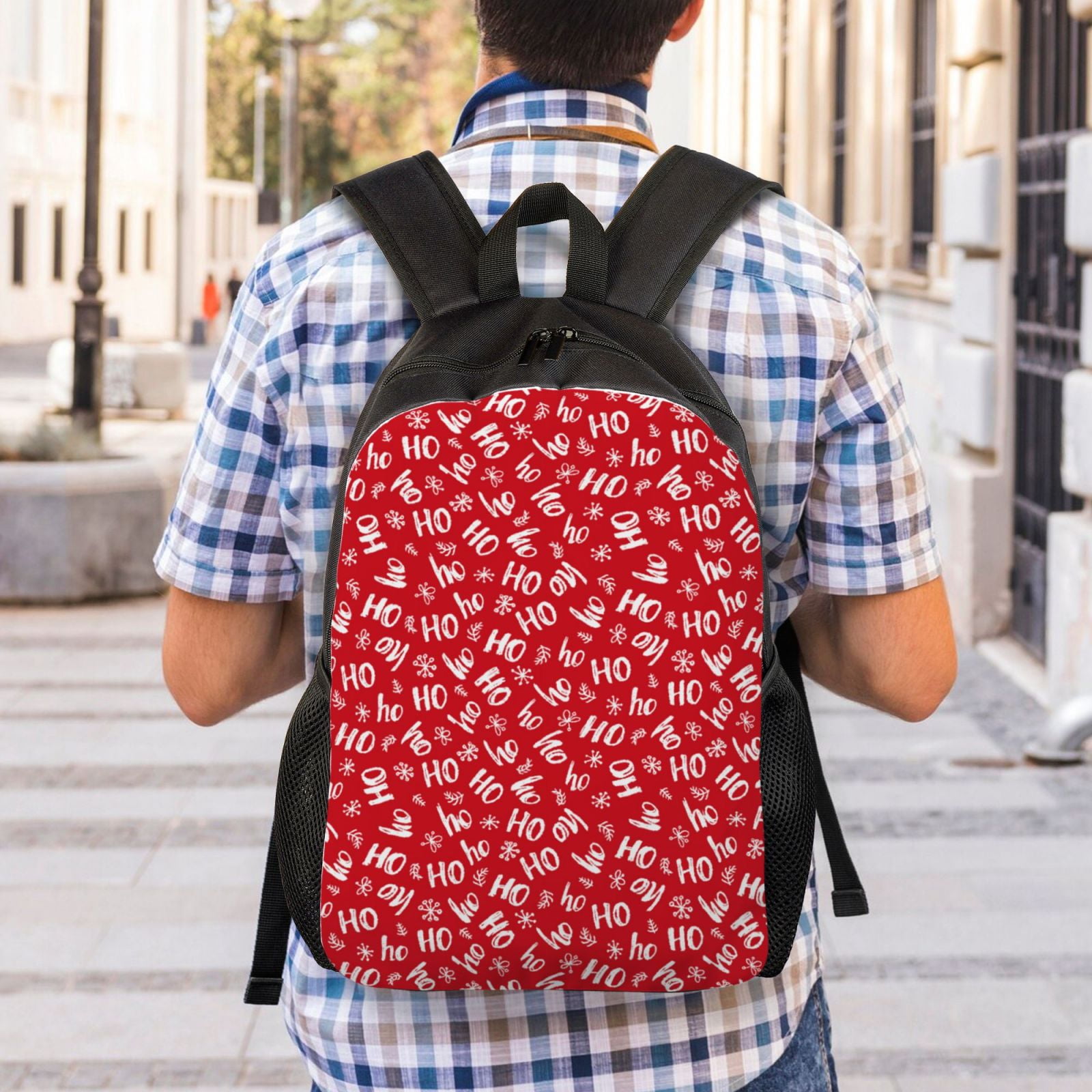 Xecao Hohoho Print School Backpack with Laptop Compartment Small Travel Laptop Backpack for Women Men Waterproof College Backpack Simple School Bag