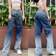 thumbnail image 2 of Fjofpr Clothing Jeans for Women Stretchy Jeans for Women Trendy High Waisted Jeans for Women Fashion Women High Waist Loose Pocket Blue Gradient Tie-dye Print Jeans Pants, 2 of 9