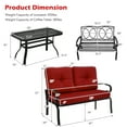 thumbnail image 3 of Costway 2PCS Patio Loveseat Bench Table Furniture Set Cushioned Chair Red, 3 of 11