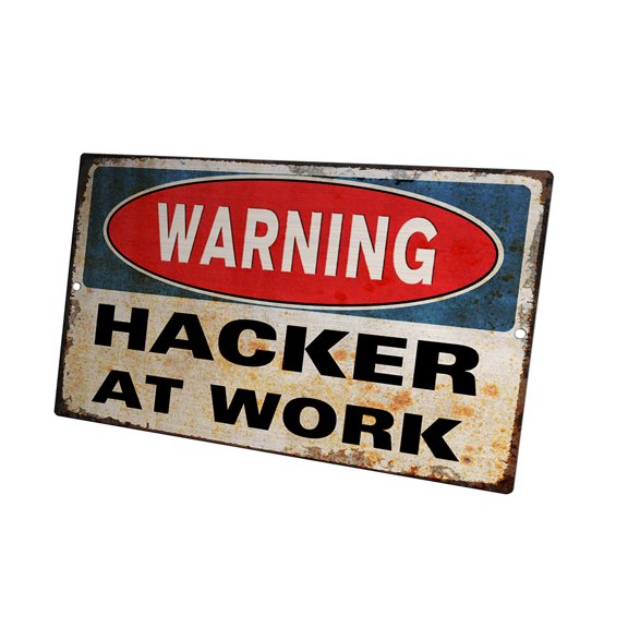 KuzmarK Novelty Funny Wall Plaque Sign - Warning Hacker At Work