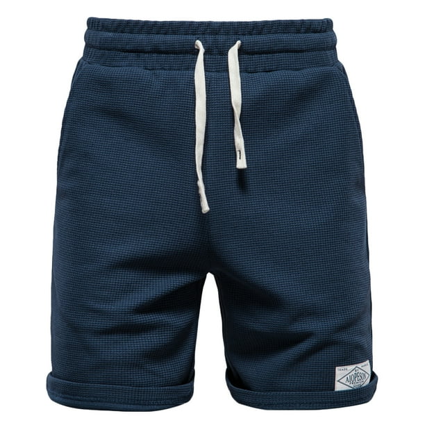 pstuiky Pantalones cortos deportivos para hombre, Pantalones casuales de moda para hombre, lisos, con cordón, cintura elástica, pierna recta corta Pantalones cortos cargo