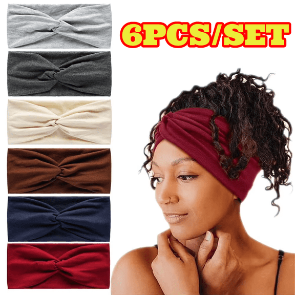 6pcs Wide Headbands for Women, Non Slip Workout Hairbands, Elastic Sport Sweatband for Running Yoga Accessories